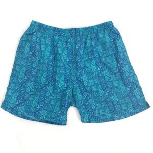G2000 XL Blue Abstract Mid length Swim Trunks